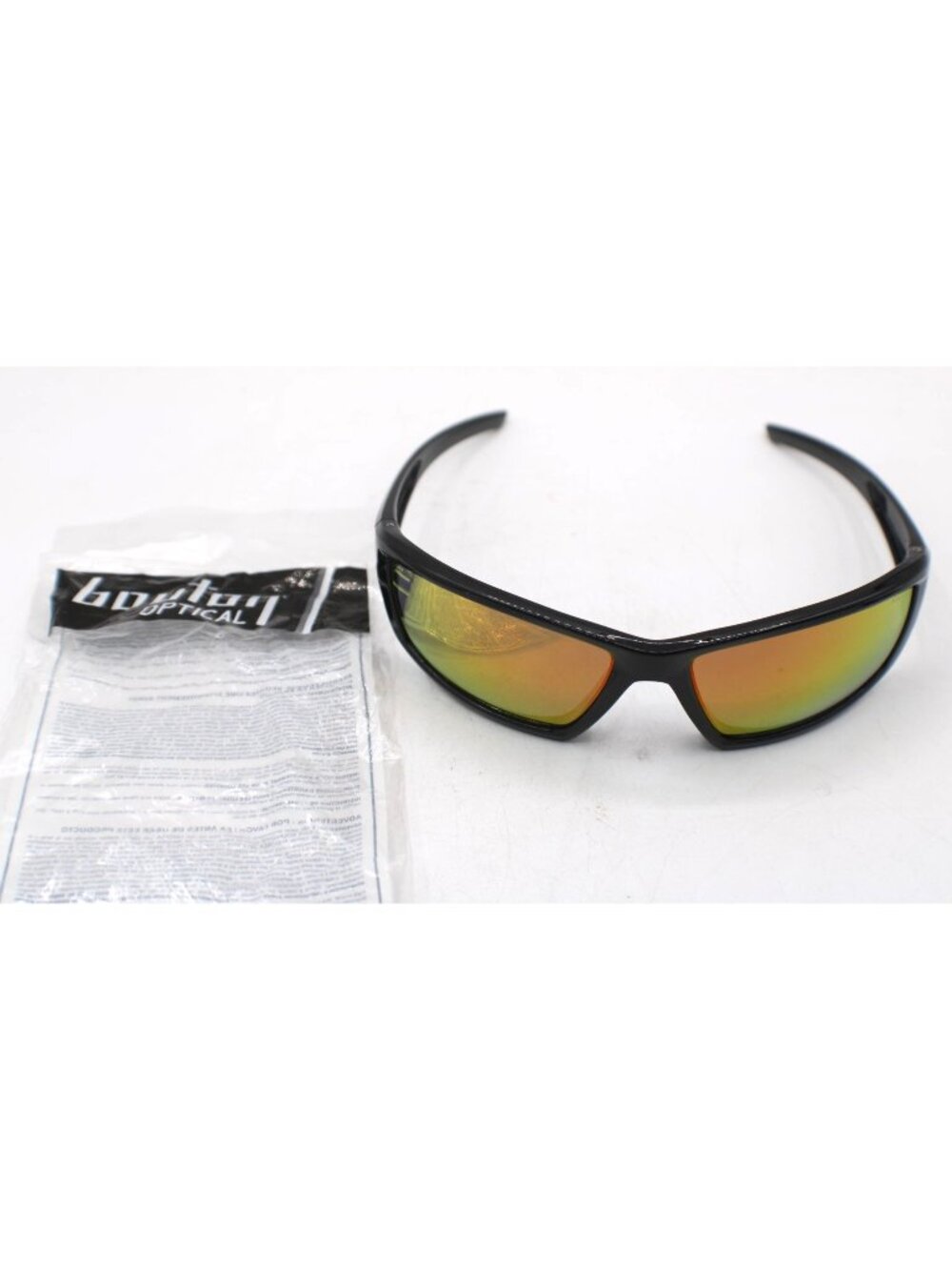 Bouton Optical Sunburst Safety Glasses Red Mirror Anti-Scratch Lens Black Frame